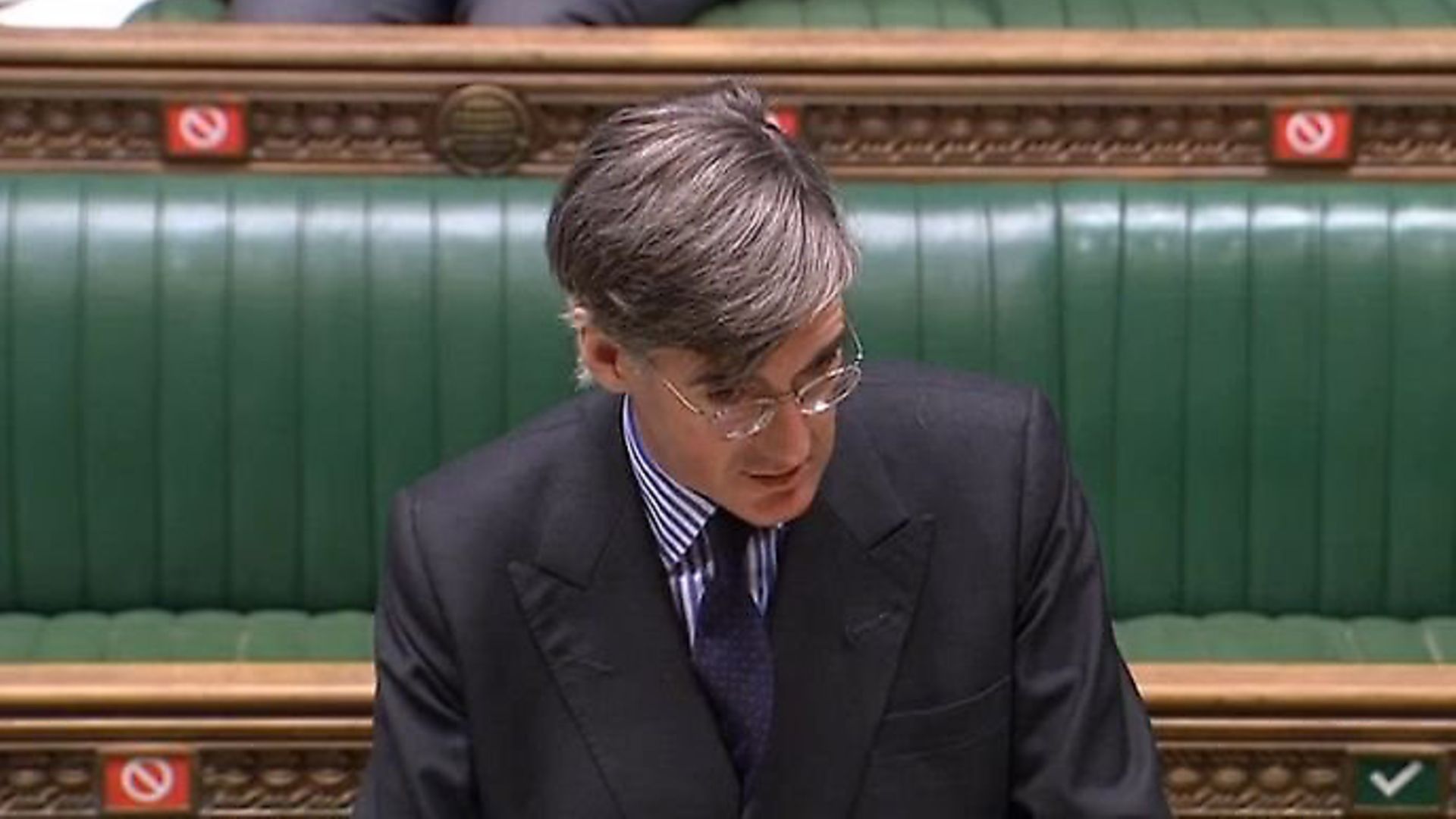 Jacob Rees-Mogg in the House of Commons. Photograph: Parliament TV. - Credit: Archant