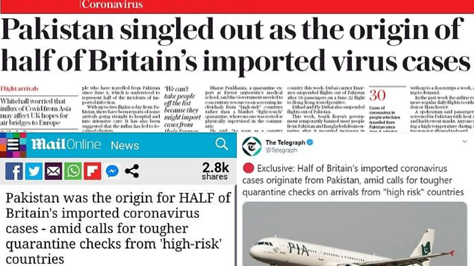How the Telegraph and Mail Online reported the story. Photograph: Twitter. - Credit: Archant