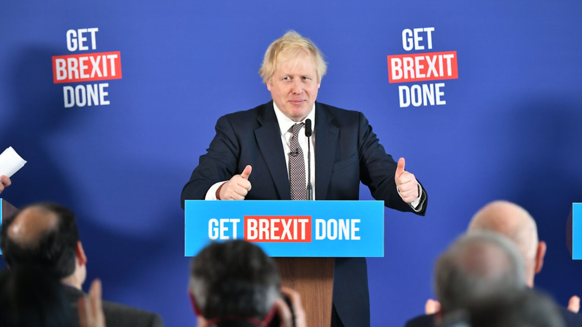 Prime mnister Boris Johnson speaking at a press conference on the election trail. Photograph: Dominic Lipinski/PA. - Credit: PA