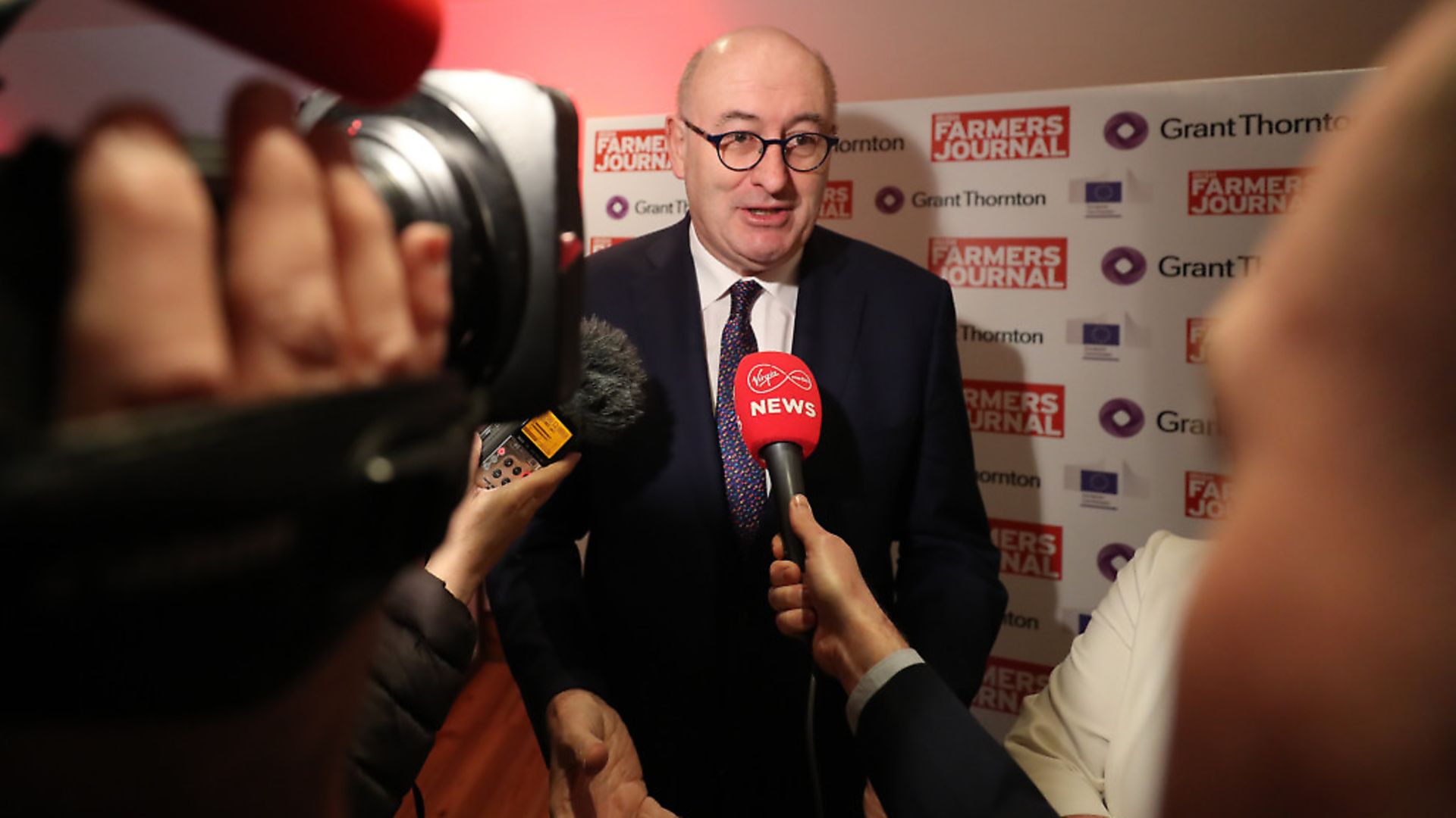 The EU's trade commissioner Phil Hogan speaks to the media. Photograph: Niall Carson/PA. - Credit: PA