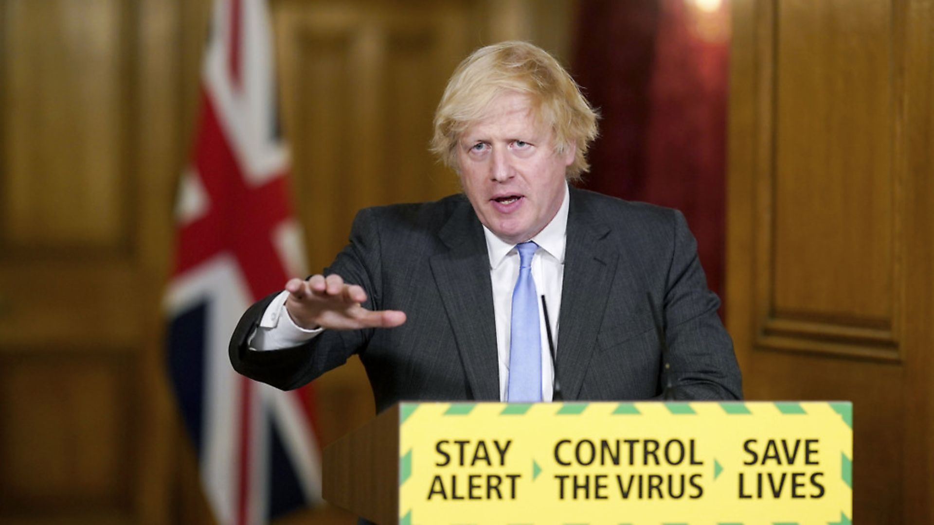 Handout photo issued by 10 Downing Street of Prime Minister Boris Johnson during a media briefing in Downing Street, London, on coronavirus (COVID-19). PA Photo. Picture date: Tuesday June 23, 2020. See PA story HEALTH Coronavirus. Photo credit should read: Andrew Parsons/10 Downing Street/Crown Copyright/PA Wire

NOTE TO EDITORS: This handout photo may only be used in for editorial reporting purposes for the contemporaneous illustration of events, things or the people in the image or facts mentioned in the caption. Reuse of the picture may require further permission from the copyright holder. - Credit: PA