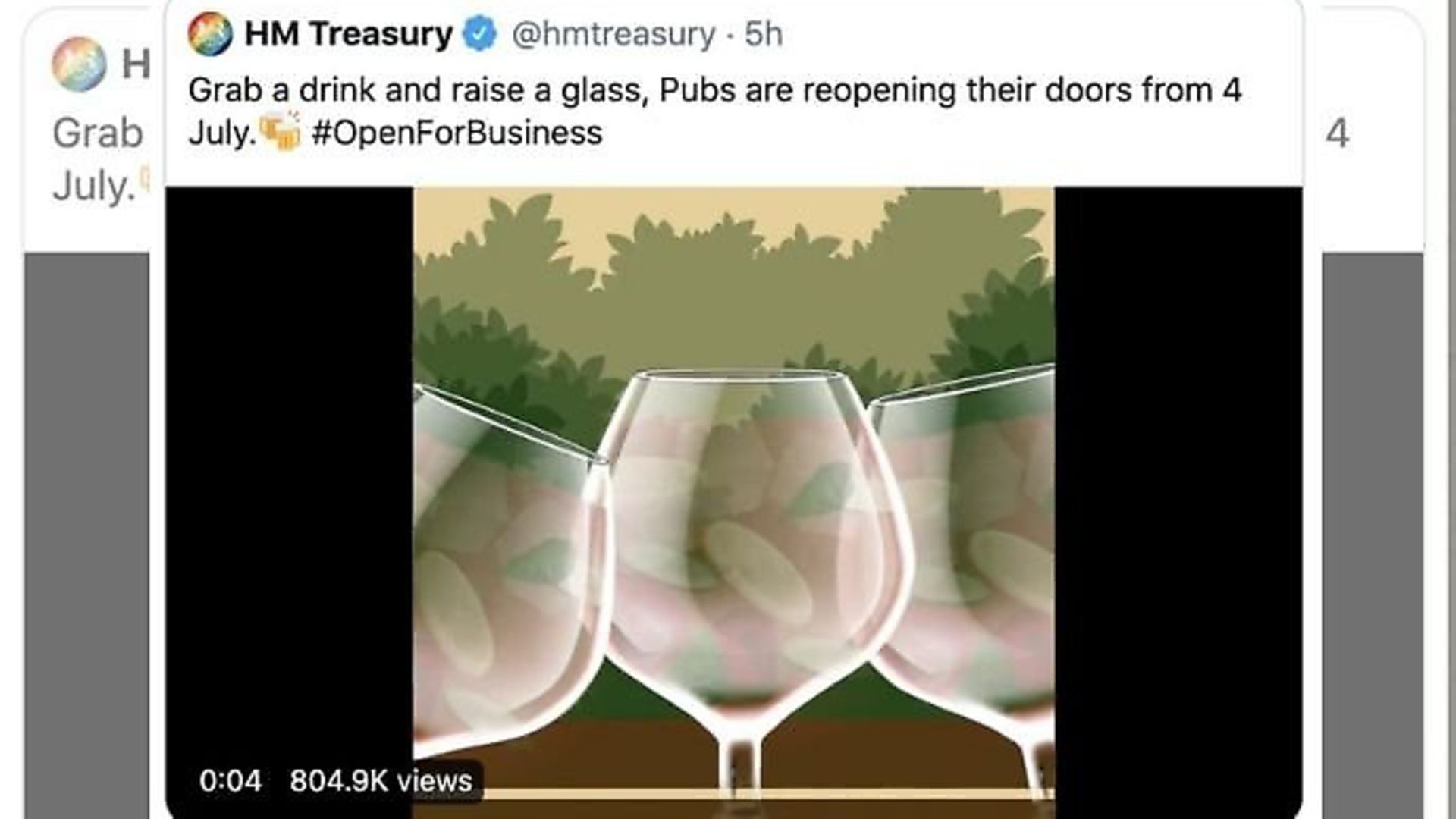 HM Treasury encouraged Brits to 'raise a glass' to pubs re-open in a message publish on the ministry's official Twitter account; Twitter - Credit: Archant