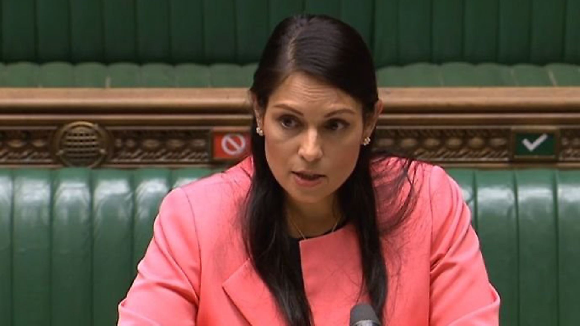 Priti Patel in the House of Commons. Photograph: Parliament TV. - Credit: Archant