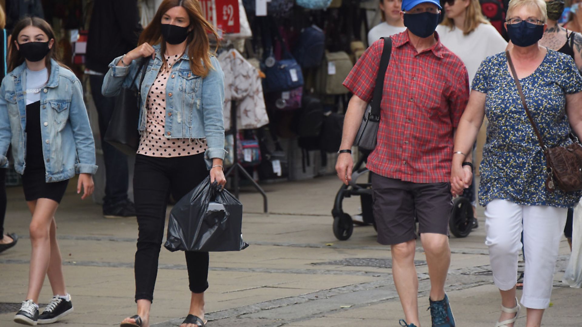 Shoppers out in force wearing masks in Norwich city centre on the first day it became mandatory for shoppers to wear face coverings in shops. Picture: DENISE BRADLEY. - Credit: Copyright: Archant 2020