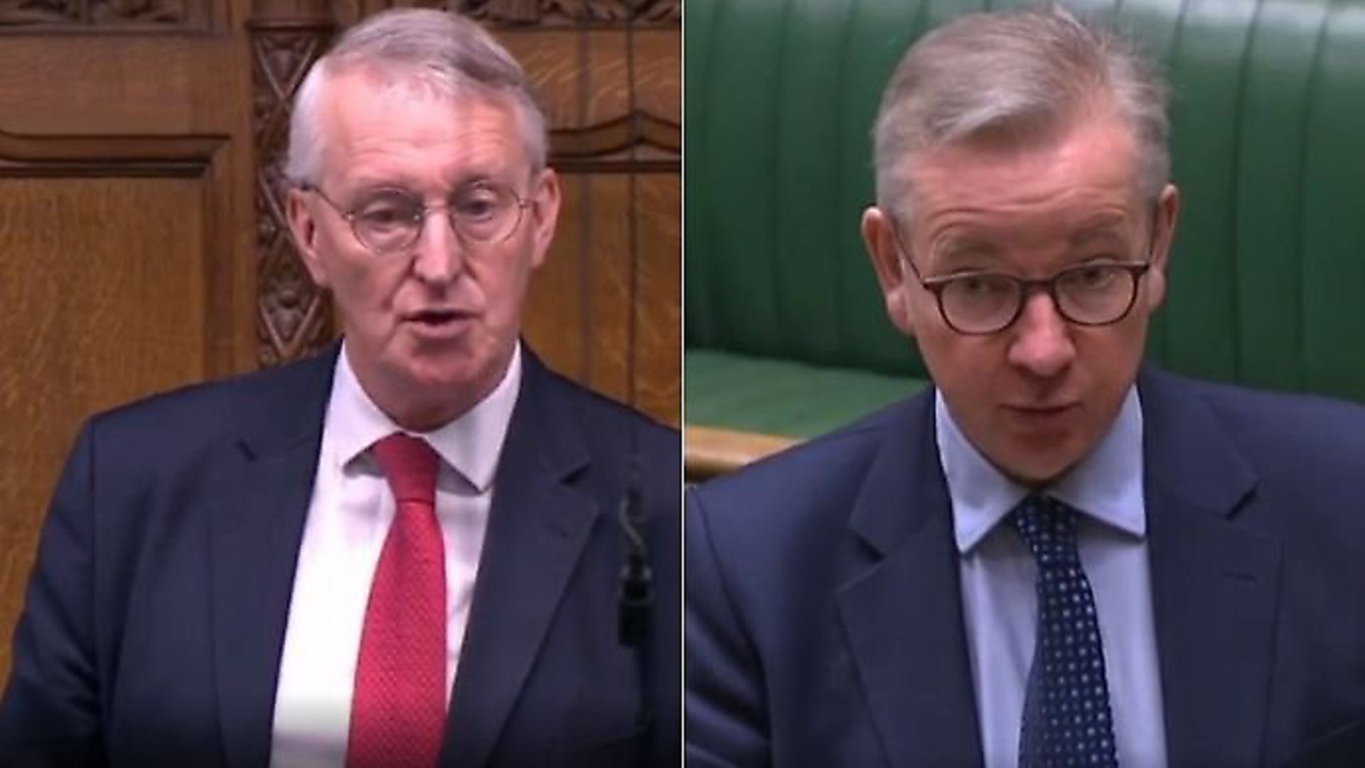 Hilary Benn challenges Michael Gove on Brexit lorry parks. Photograph: Parliament TV. - Credit: Archant
