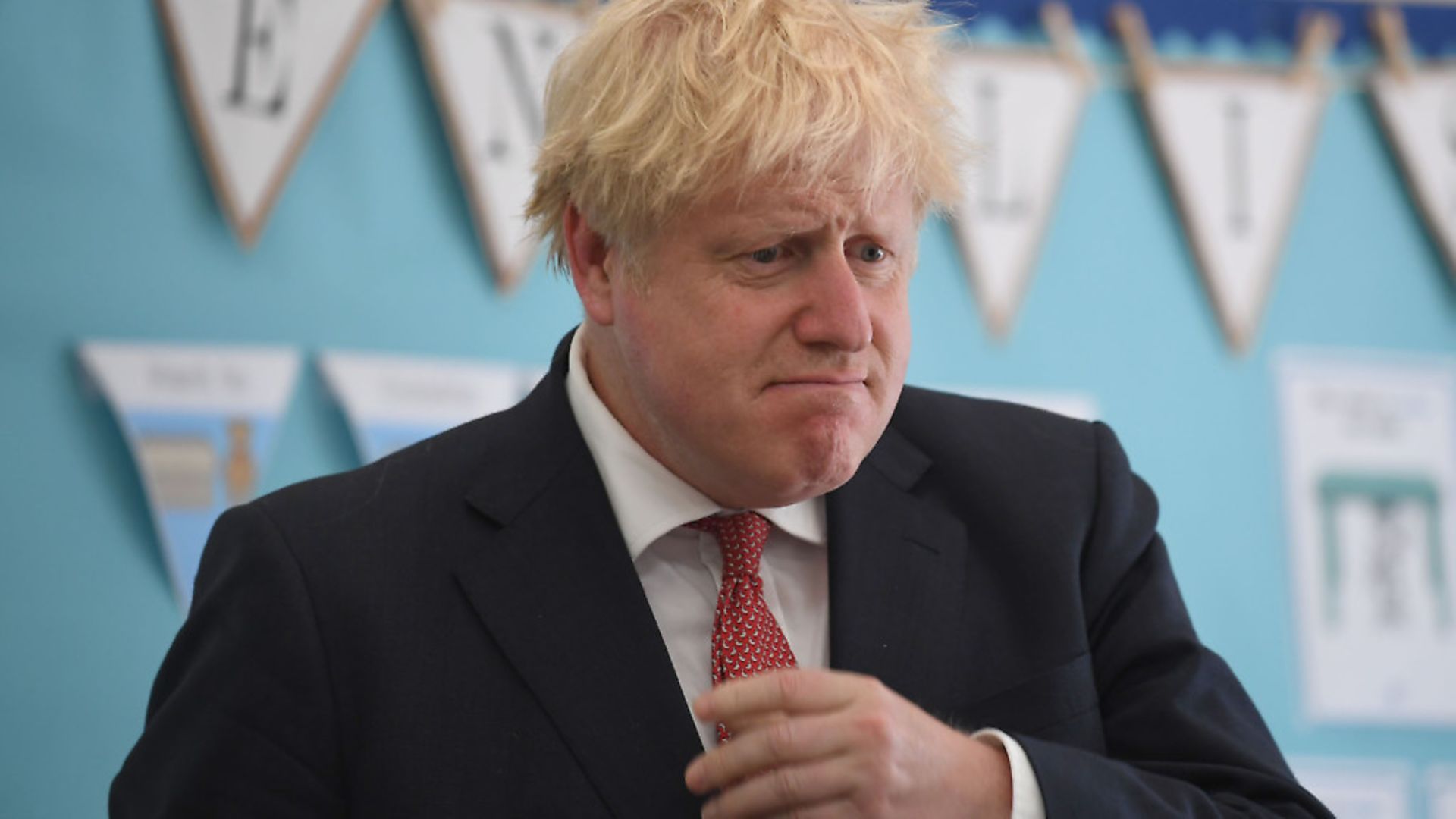 Prime Minister Boris Johnson during a visit to The Discovery School in West Malling, Kent. Photograph: Jeremy Selwyn/Evening Standard/PA Wire - Credit: PA