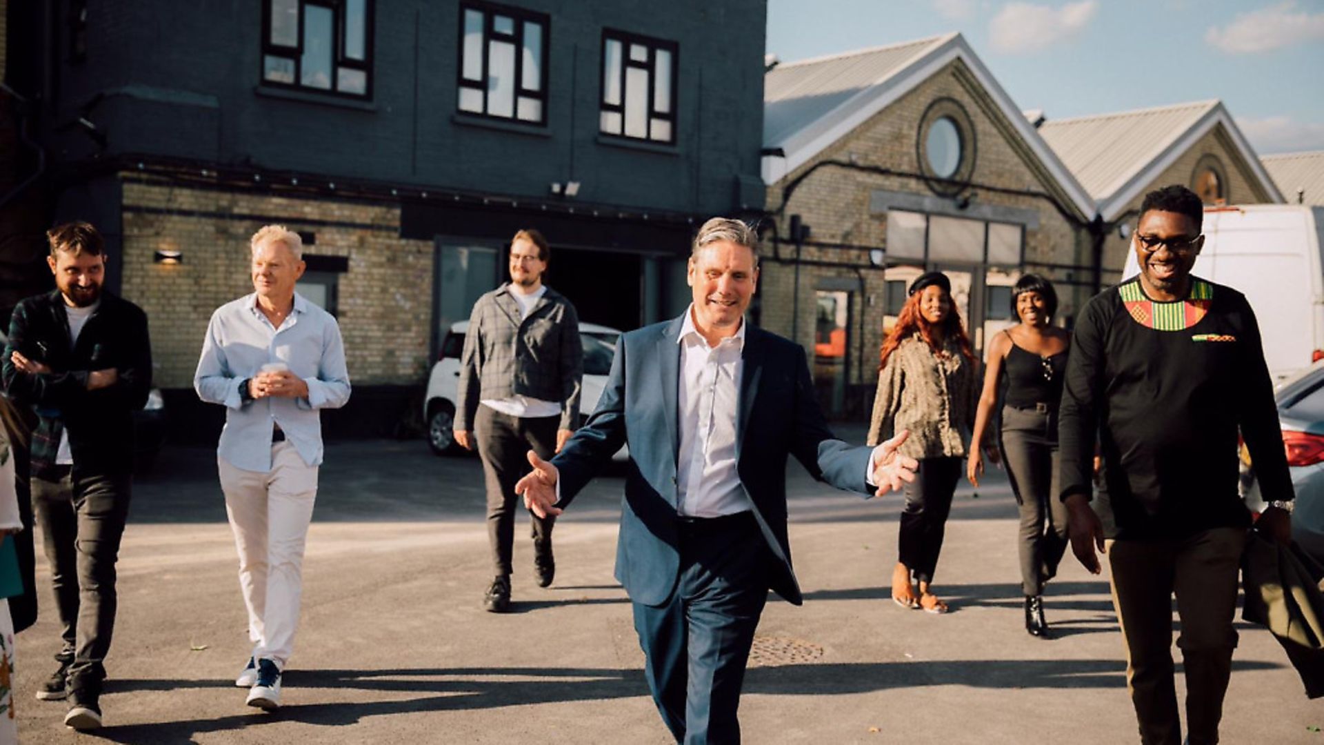 Keir Starmer with workers from the creative industry. Photograph: Twitter. - Credit: Archant
