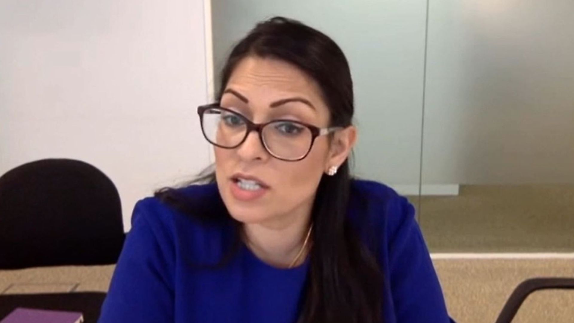 Home Secretary Priti Patel answers questions via video-link to the Home Affairs Select Committee. Photograph: PA Wire. - Credit: PA