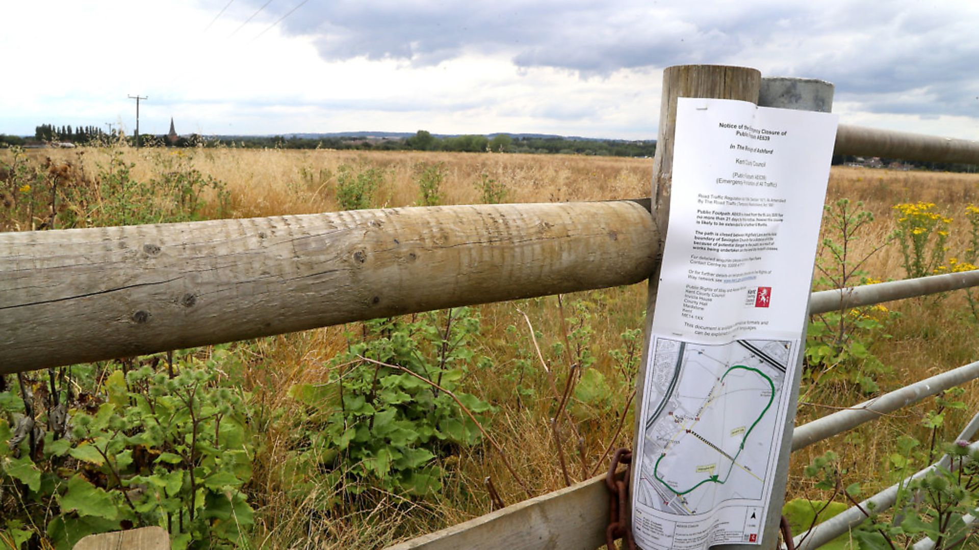Land around Sevington in Ashford, Kent, as the Department for Transport is understood to be in the process of buying a 27-acre site near Ashford as it gears up to leave the EU at the end of the year. Photograph: Gareth Fuller/PA Wire. - Credit: PA