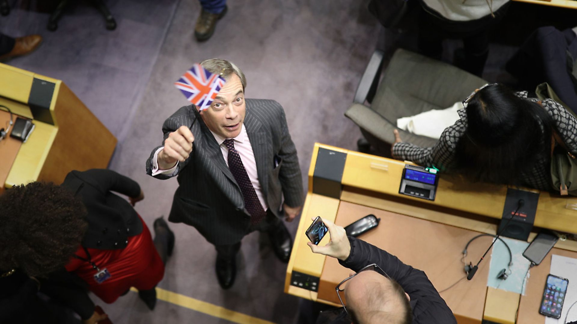 Nigel Farage in the parliament chamber at the European Parliament in Brussels. Photograph: Yui Mok/PA Wire. - Credit: PA