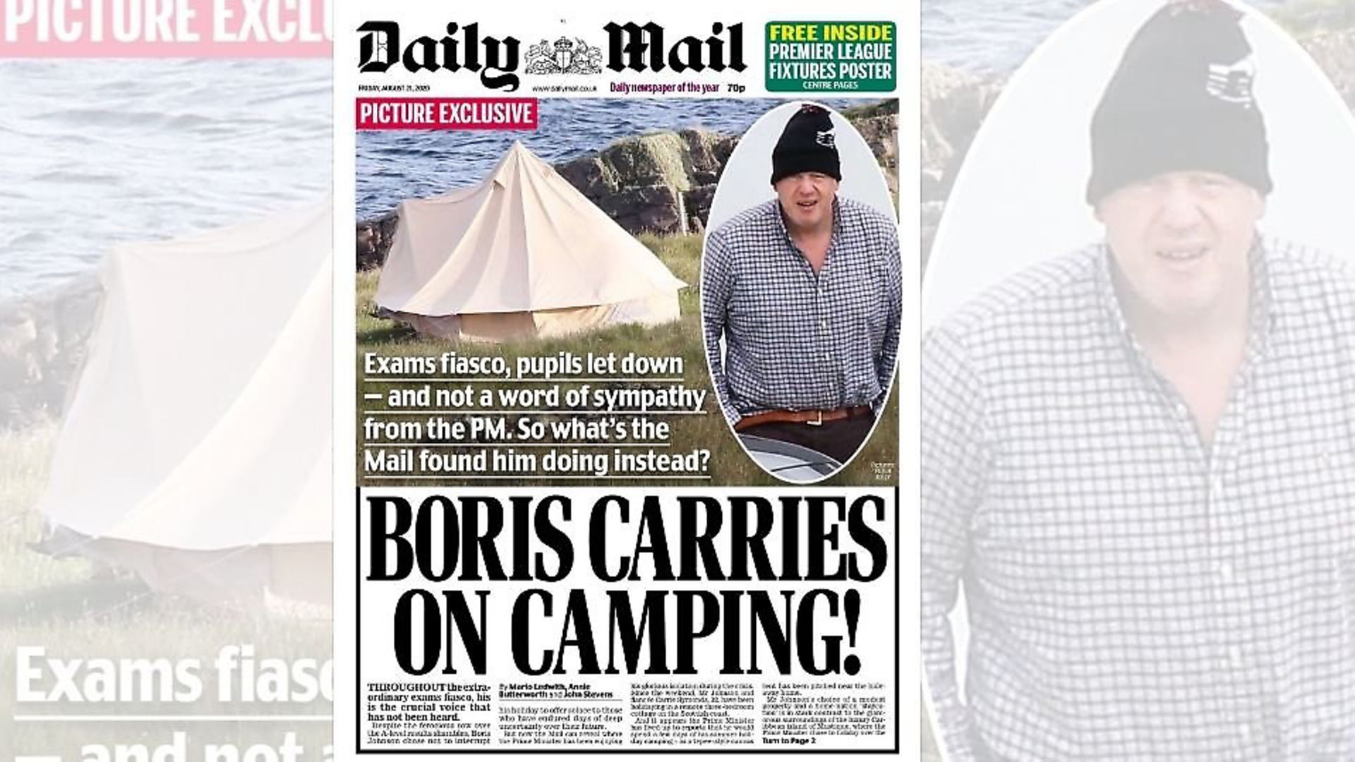 The Daily Mail's Boris Johnson 'scoop' on where he has been holidaying. Photograph: Twitter. - Credit: Archant