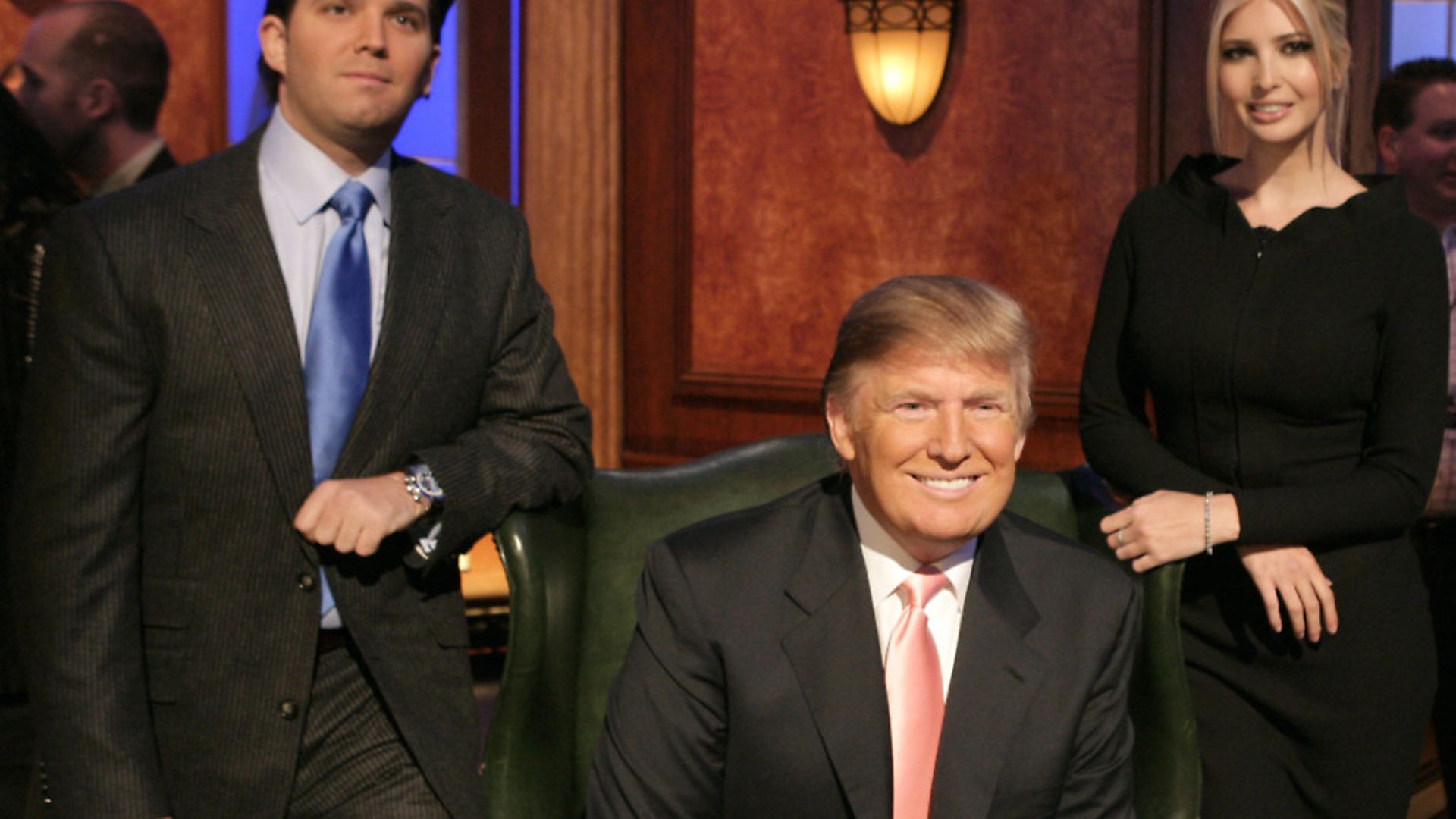 Donald Trump Jr., Donald Trump and Ivanka Trump during "The Apprentice" Season 6 Finale at The Hollywood Bowl at Hollywood Bowl in Hollywood, California, United States. (Photo by Mathew Imaging/FilmMagic) - Credit: FilmMagic
