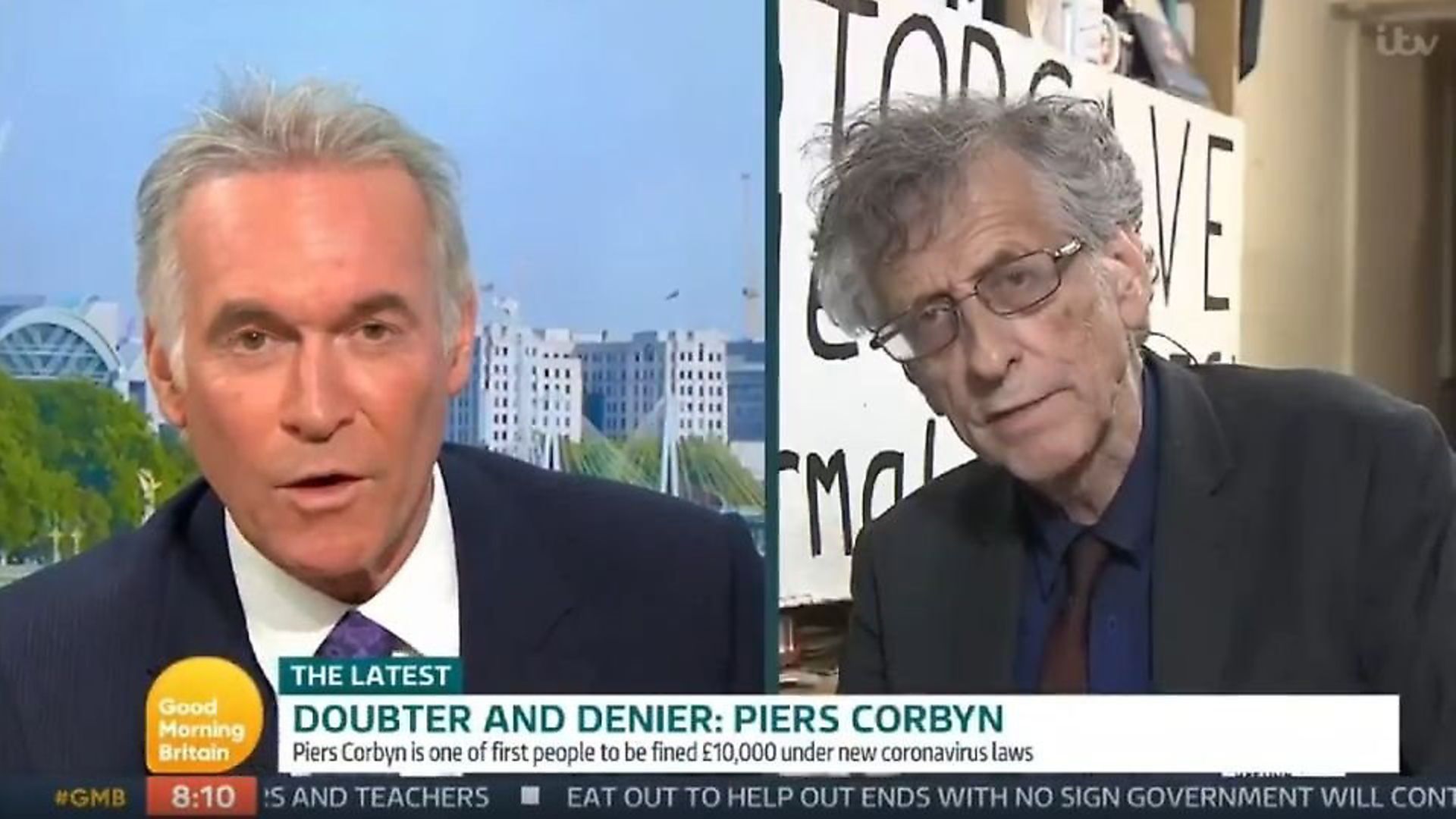 Piers Corbyn is attacked by Dr Hilary Jones on Good Morning Britain. Photograph: ITV. - Credit: Archant