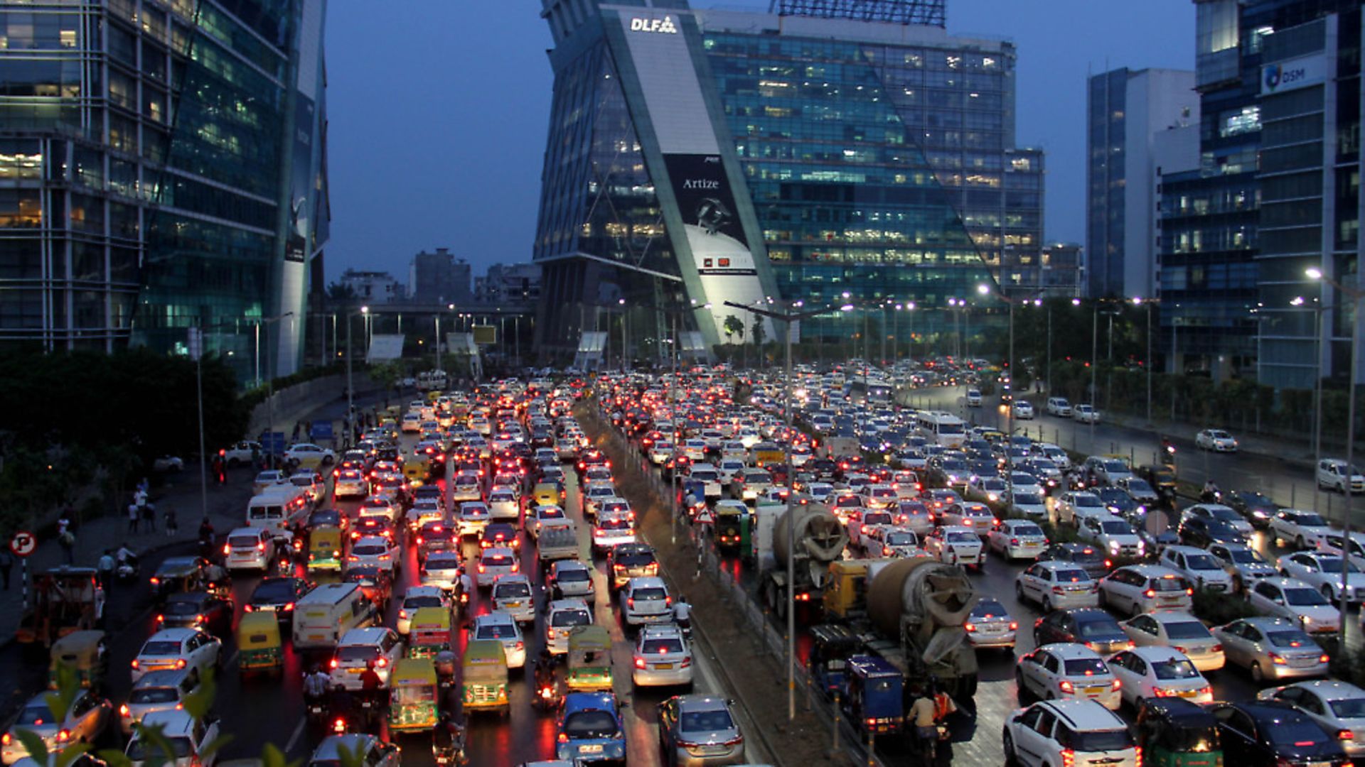 A traffic jam is seen in Gurgaon some 30 km south of New Delhi on 29 June 2019 after a heavy rain.  (Photo by Nasir Kachroo/NurPhoto via Getty Images) - Credit: NurPhoto via Getty Images