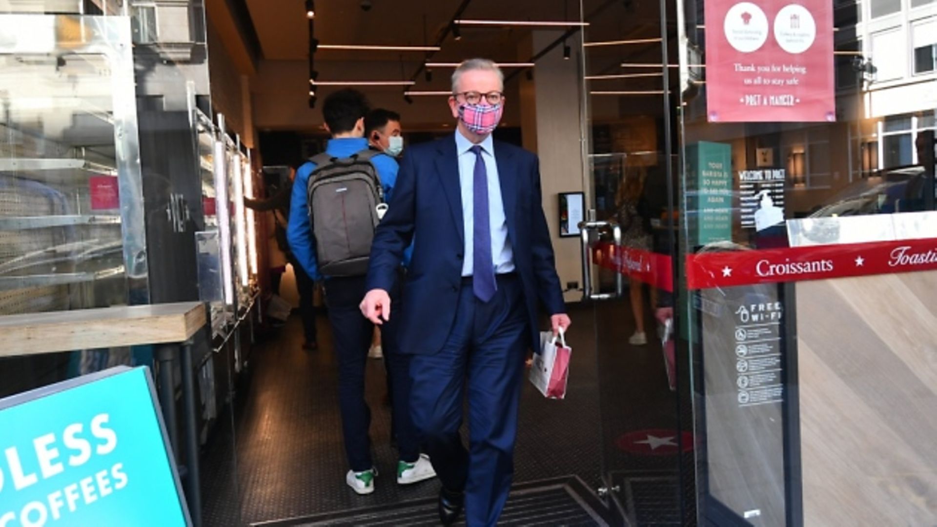 Chancellor of the Duchy of Lancaster Michael Gove leaving a Pret a Manger in Westminster. Photograph: Victoria Jones/PA.