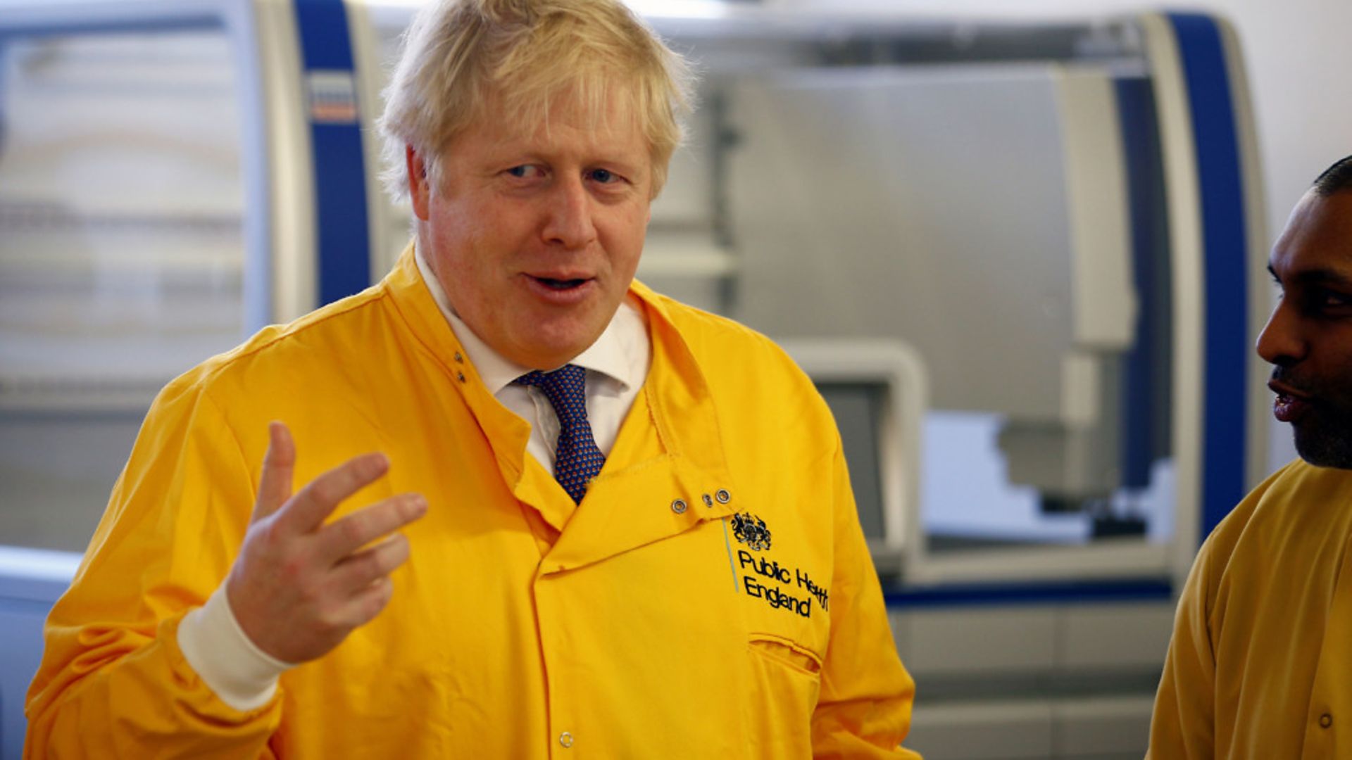 Prime Minister Boris Johnson visits a laboratory at the Public Health England National Infection Service in Colindale, north London. - Credit: PA