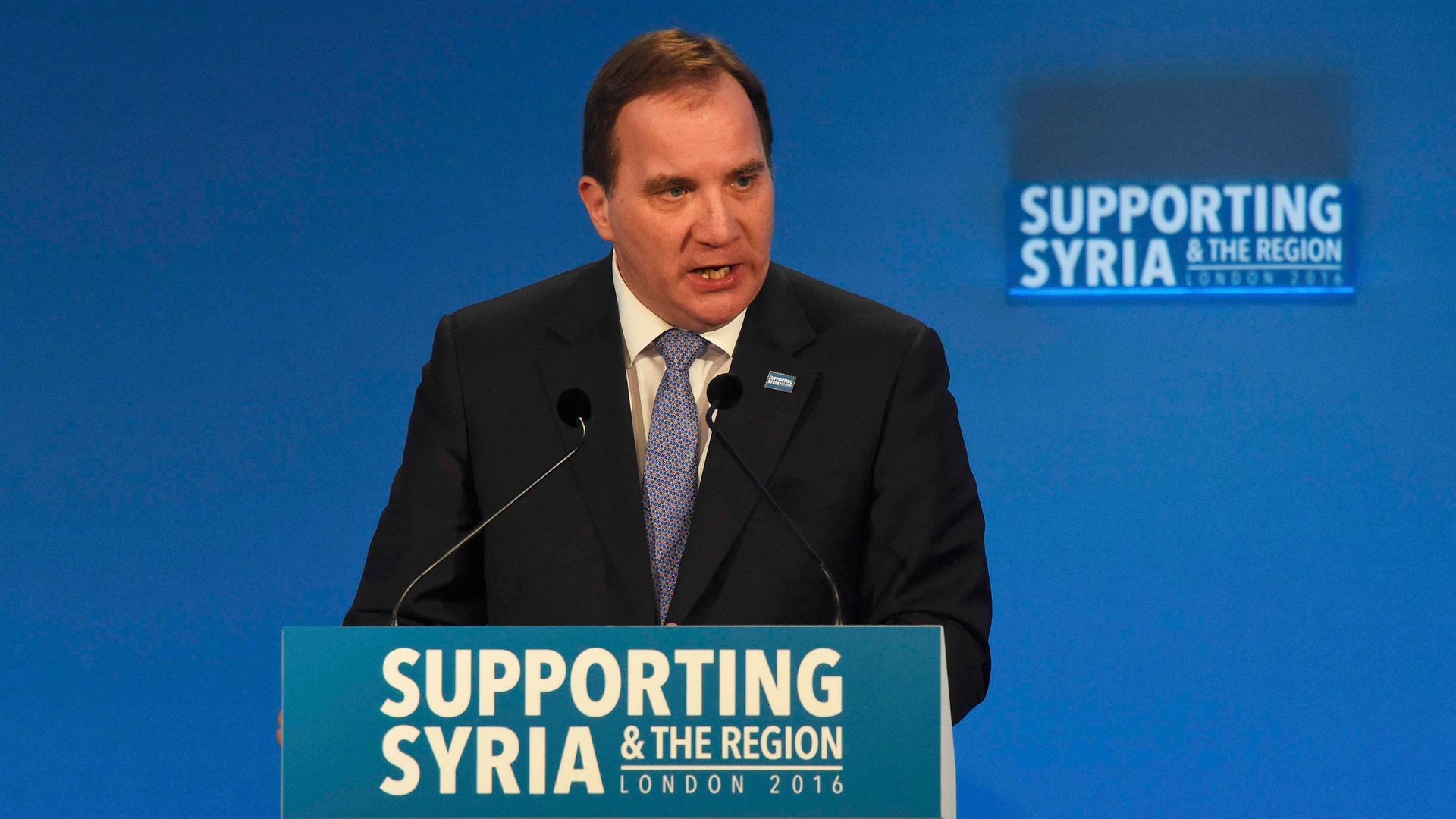 Sweden's Prime Minister Stefan Lofven during the 'Supporting Syria and the Region' conference at the Queen Elizabeth II Conference Centre in London. - Credit: PA