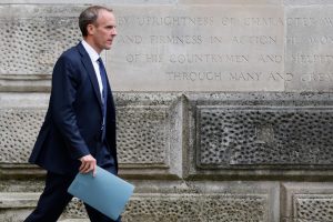 Dominic Raab leaving the foreign office. Photo: Tolga Akmen/AFP 
via Getty Images
