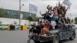 Taliban fighters in Kabul mark the first anniversary of their return to power in
Afghanistan, August 15, 2022. Photo: Wakil Kohsar/AFP/
Getty
