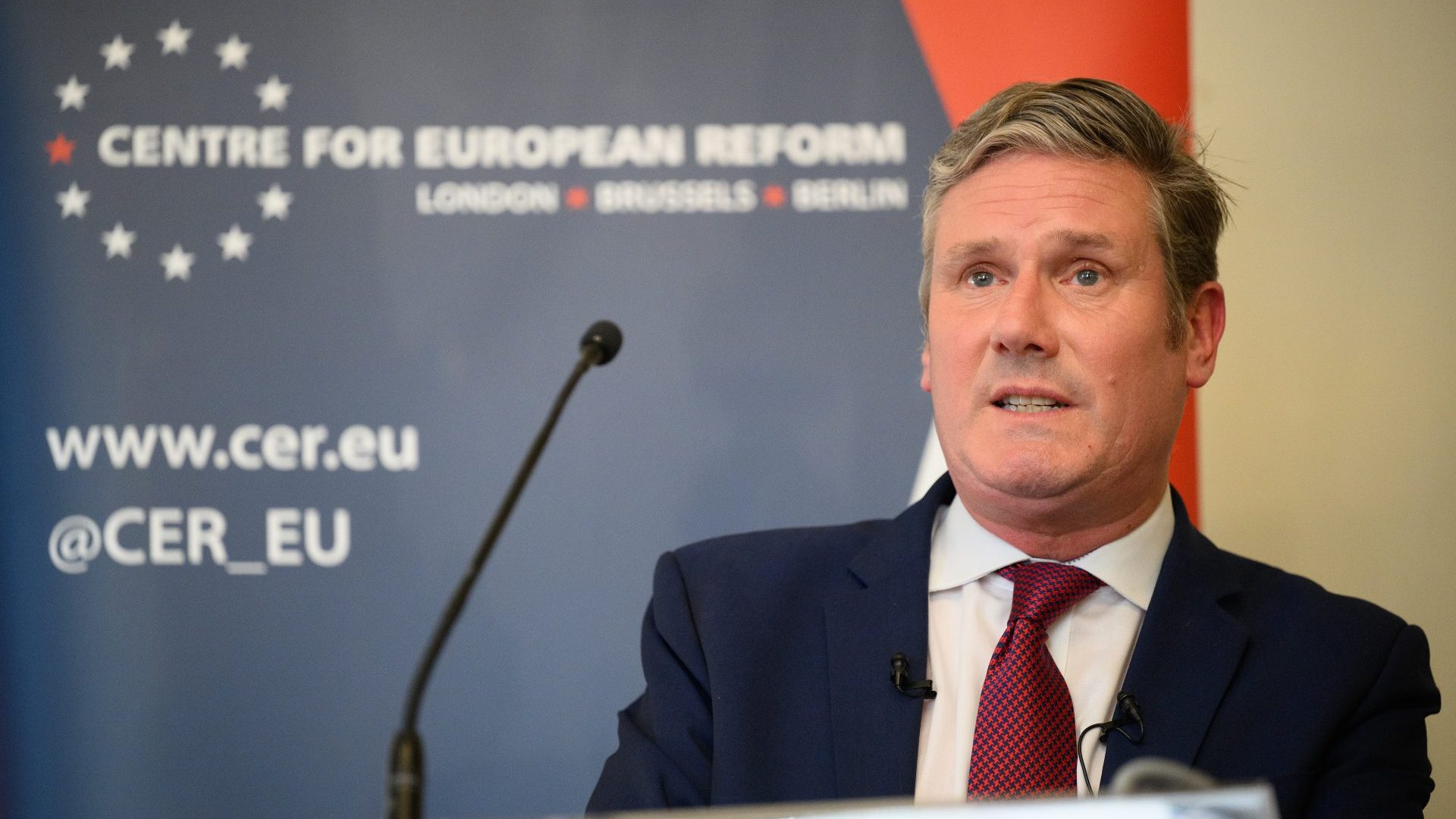 Keir Starmer gives a speech to guests at an event hosted by the Centre For European Reform (Photo by Leon Neal/Getty Images)
