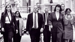 From left: Angela Rayner, Shabana Mahmood, Keir Starmer, Peter Kyle, Hilary Benn, Rachel Reeves, Darren Jones and Thangam Debbonaire. Photo: Leon Neal/Getty