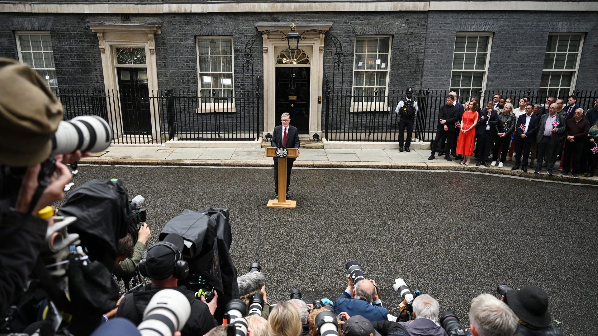 Incoming Prime Minister Sir Keir Starmer speaks to the media as he enters 10 Downing Street following Labour’s landslide election victory. Photo: Leon Neal/Getty 