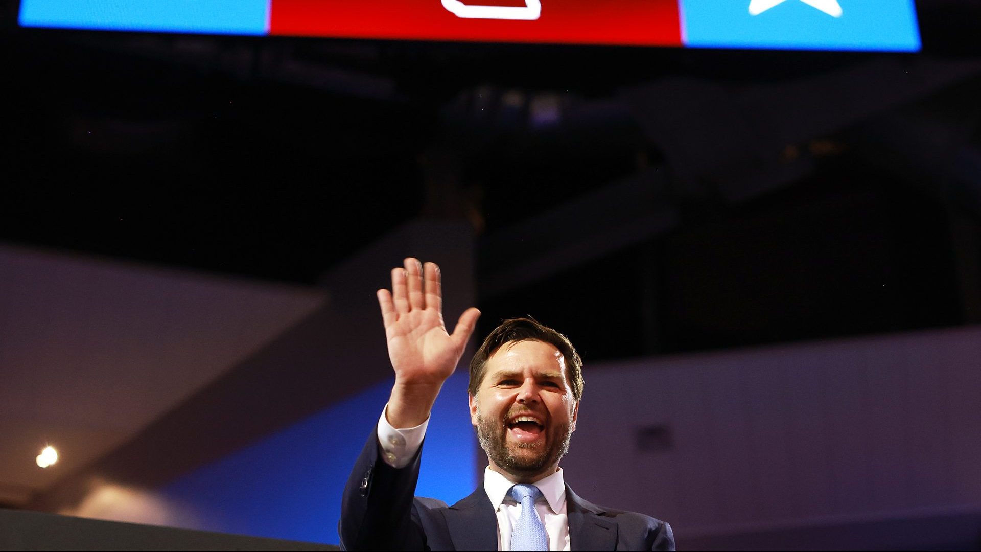 J. D. Vance attends the first day of the Republican National Convention (Photo by Joe Raedle/Getty Images)