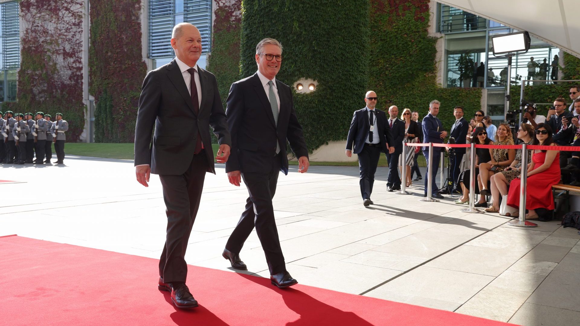 Olaf Scholz welcomes Keir Starmer at the Chancellery in Berlin (Photo by Sean Gallup/Getty Images)