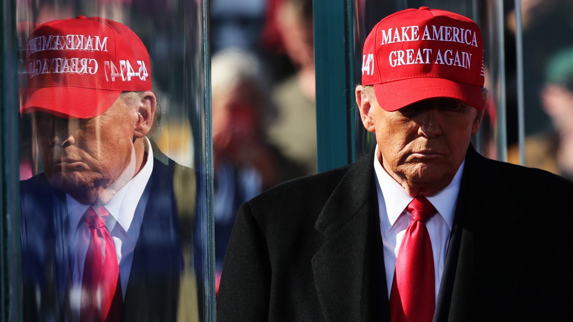 Donald Trump walks off stage after speaking during a campaign rally at Lancaster Airport. Photo: Michael M. Santiago/Getty Images