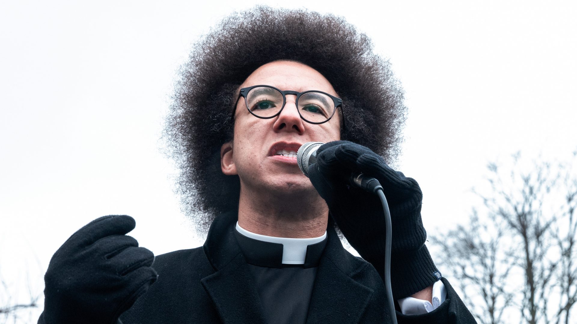 Calvin Robinson protesting against drag acts. Photo: Mark Kerrison/In Pictures via Getty Images