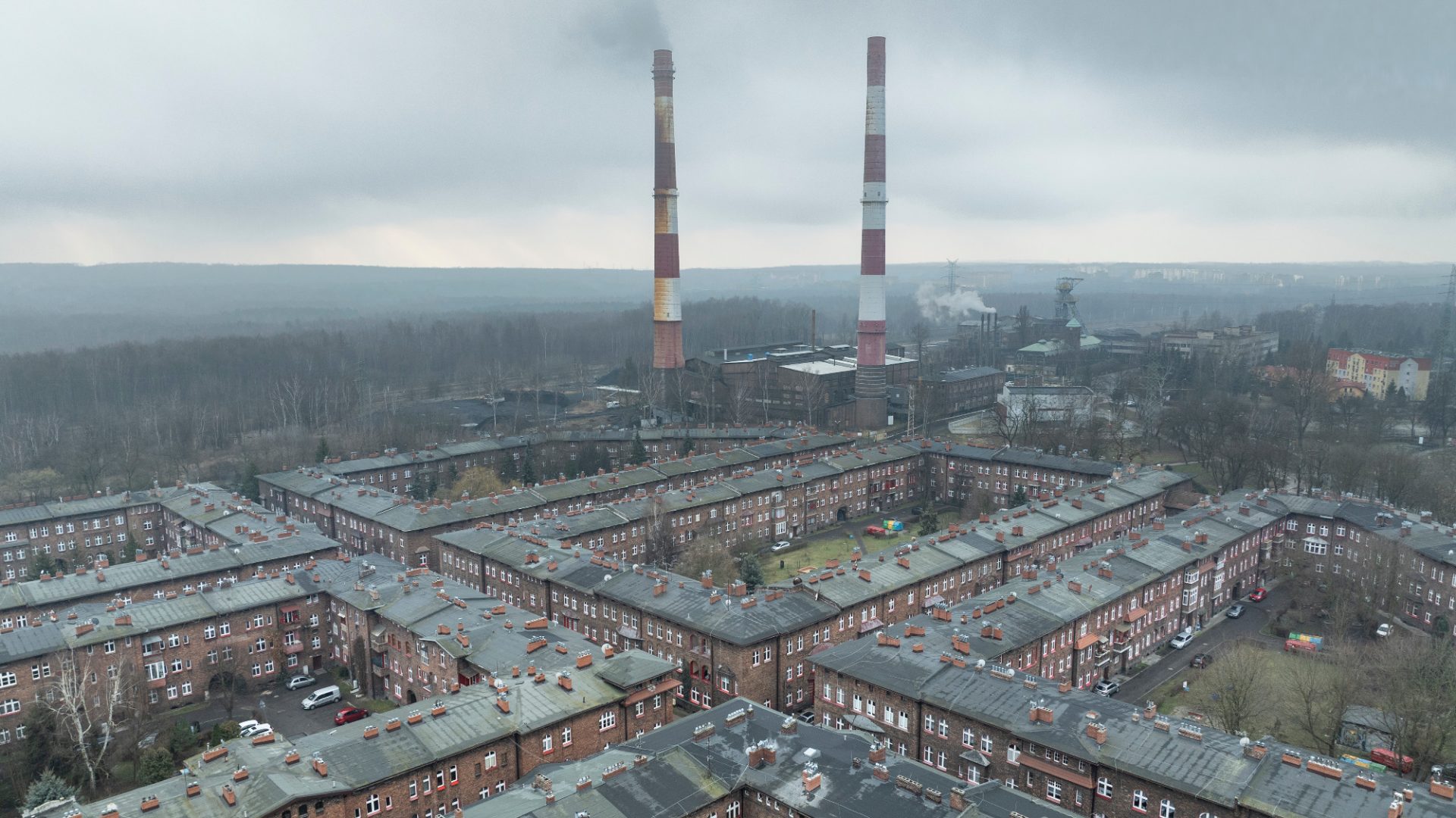 An aerial view of Nikiszowiec in Katowice, Poland, a historic mining district built in 1908. Photo: Simone Tramonte