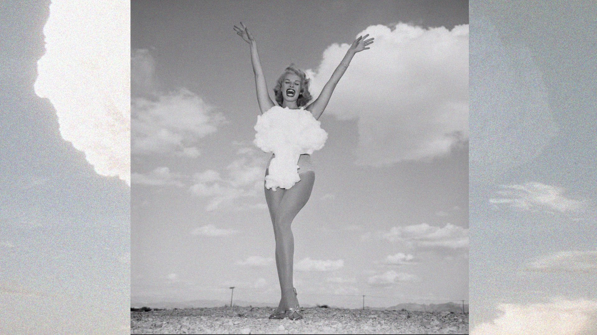 The iconic 'Miss Atomic Bomb' photo was captured on May 24th, 1957. Photo: Las Vegas News Bureau