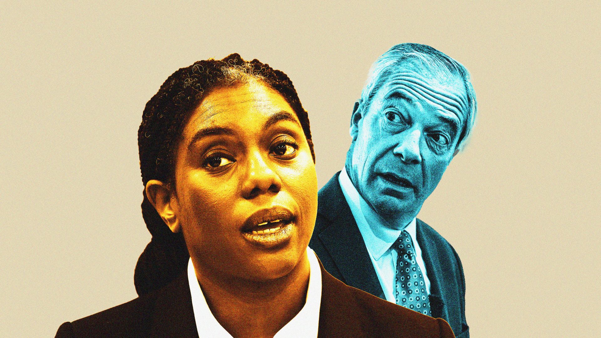 Kemi Badenoch and Nigel Farage. Image: TNE