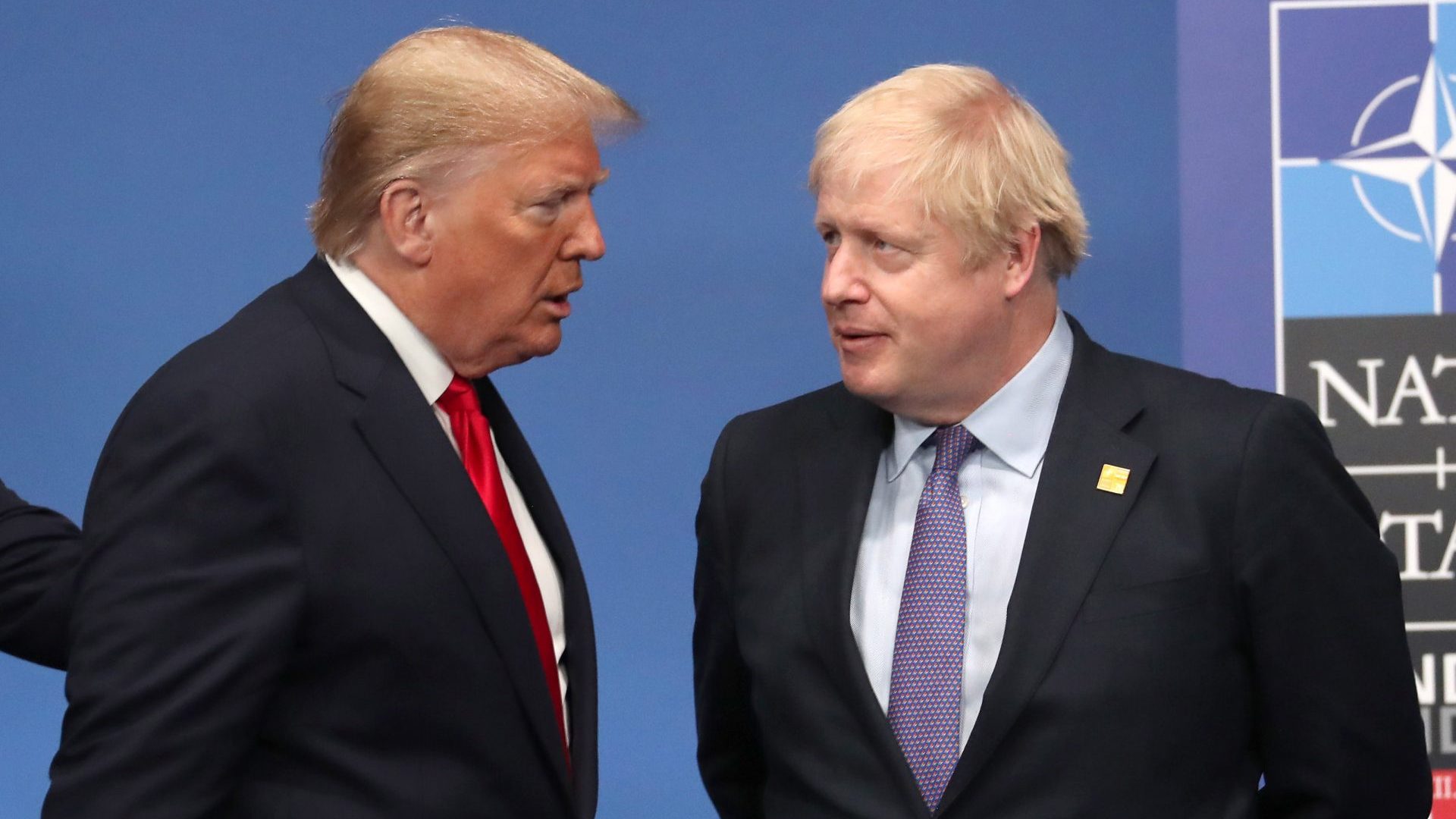 Donald Trump and Boris Johnson at the annual NATO heads of government summit in 2019. Photo: Steve Parsons-WPA Pool/Getty Images