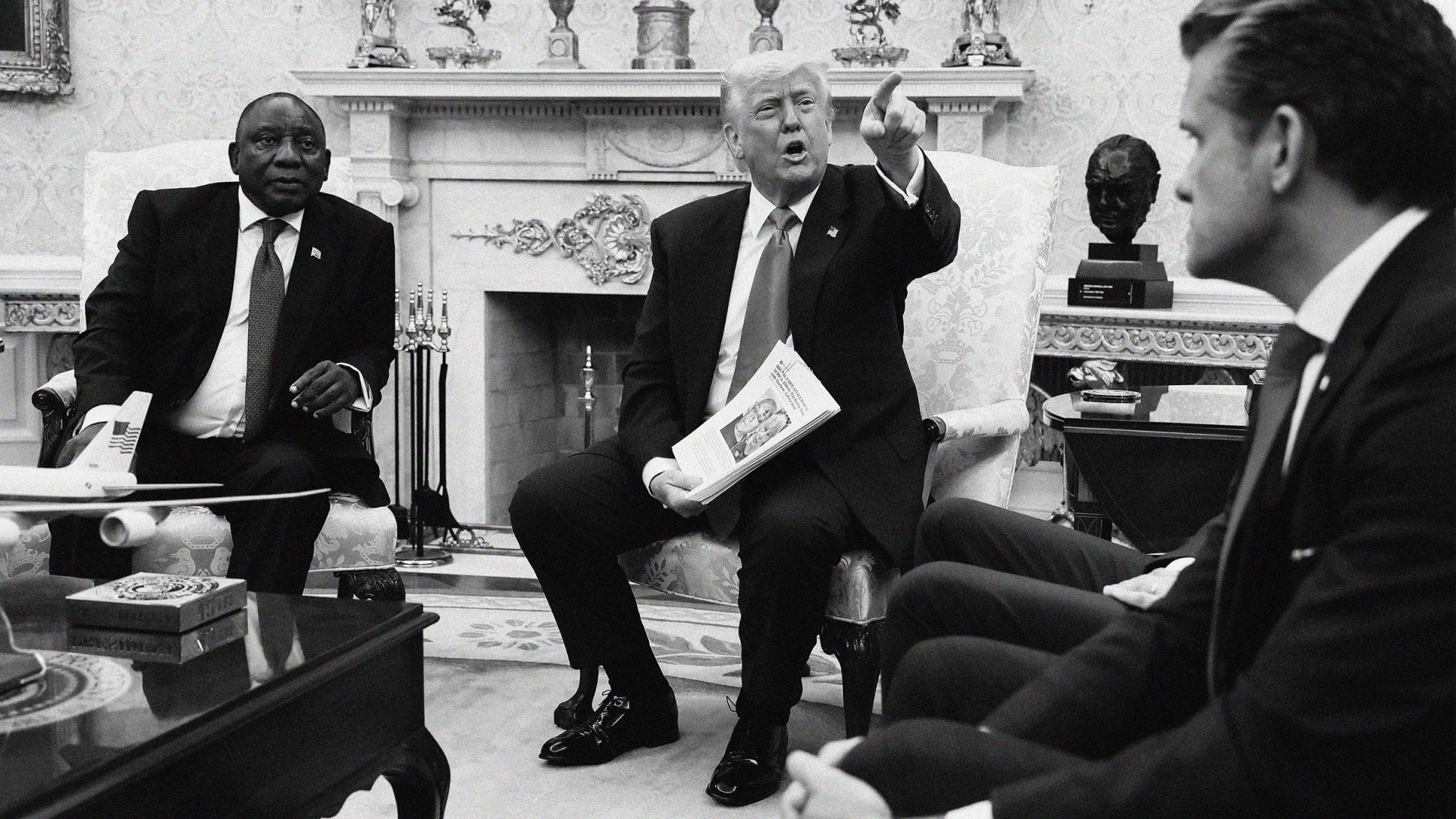 Trump signed an executive order in February that claimed white South Africans are the victims of government land confiscation and race-based “genocide,”. Photo: Chip Somodevilla/Getty Images