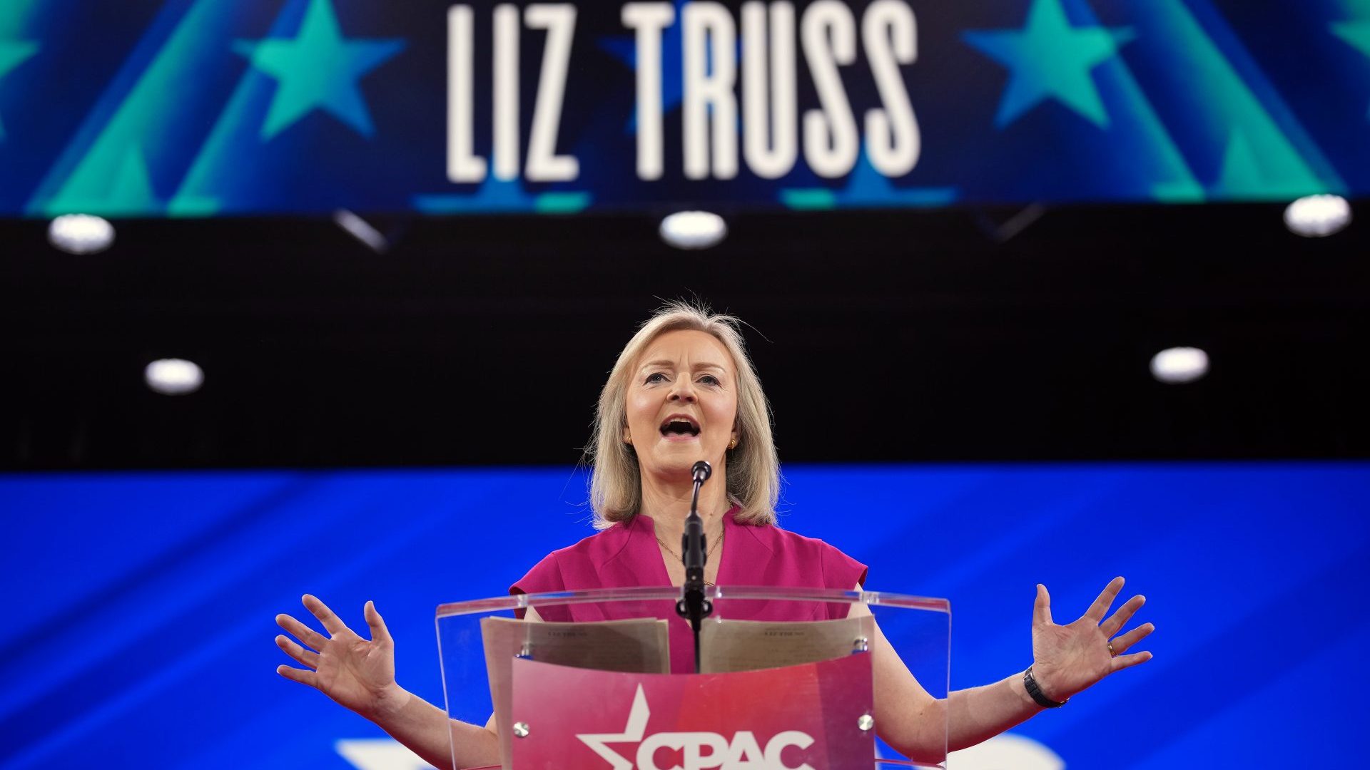 Liz Truss speaks at the Conservative Political Action Conference in the US. Photo: Andrew Harnik/Getty Images