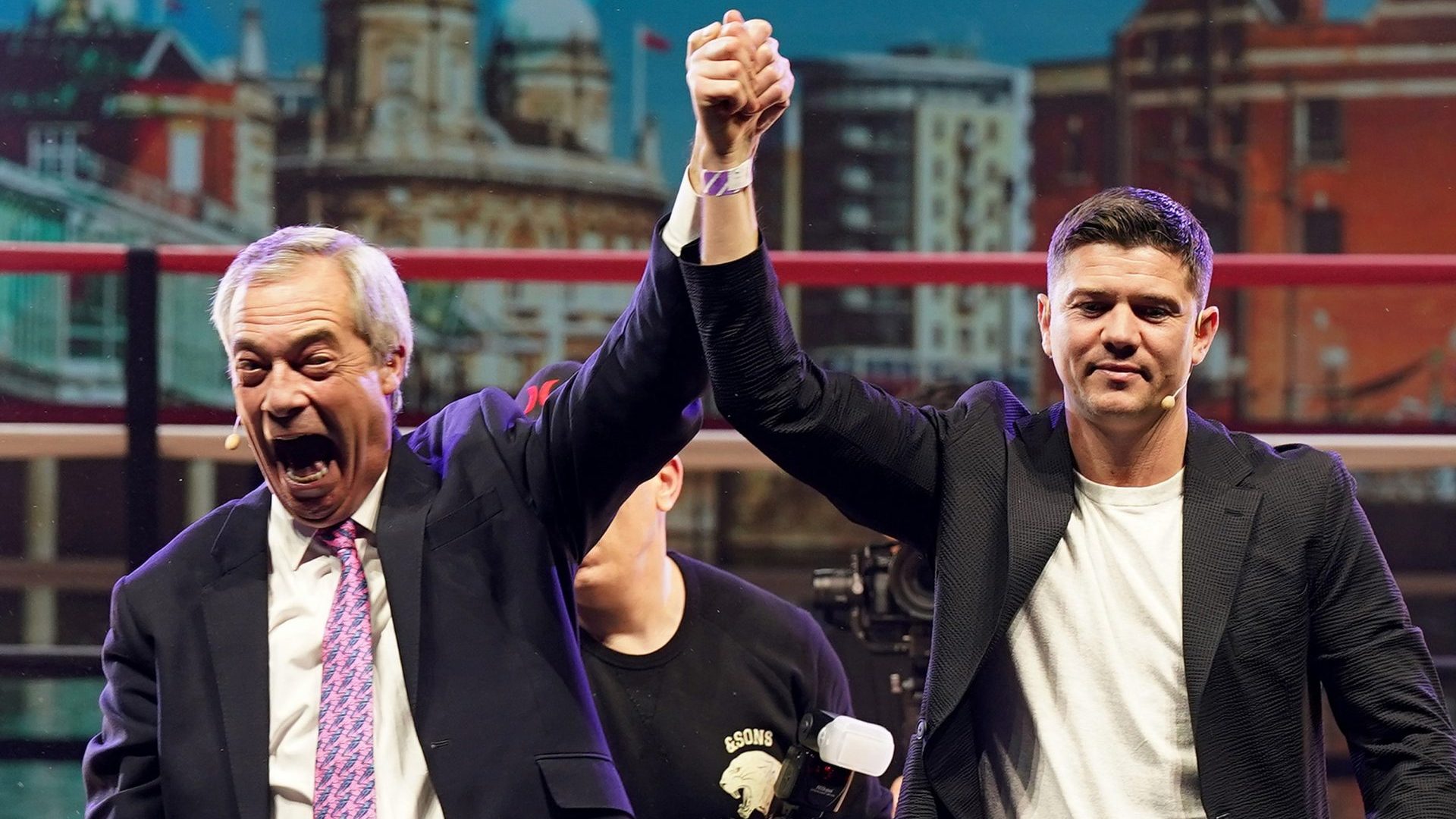 Reform leader Nigel Farage and Luke Campbell, now the party's mayor of Hull and East Yorkshire. Photo: Ian Forsyth/Getty Images