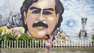 A mural of drug lord Pablo Escobar in Medellín, Colombia. Image: Raul Arboleda/AFP/Getty
