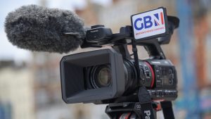 A GB News camera. Photo: Finnbarr Webster/Getty Images