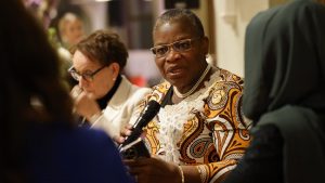 Oby Ezekwesili, former Nigerian presidential candidate and vice president of the World Bank, known as "Auntie Oby” speaking in February, 2025. Photo: Isa Foltin/FRAUEN100 via Getty Images