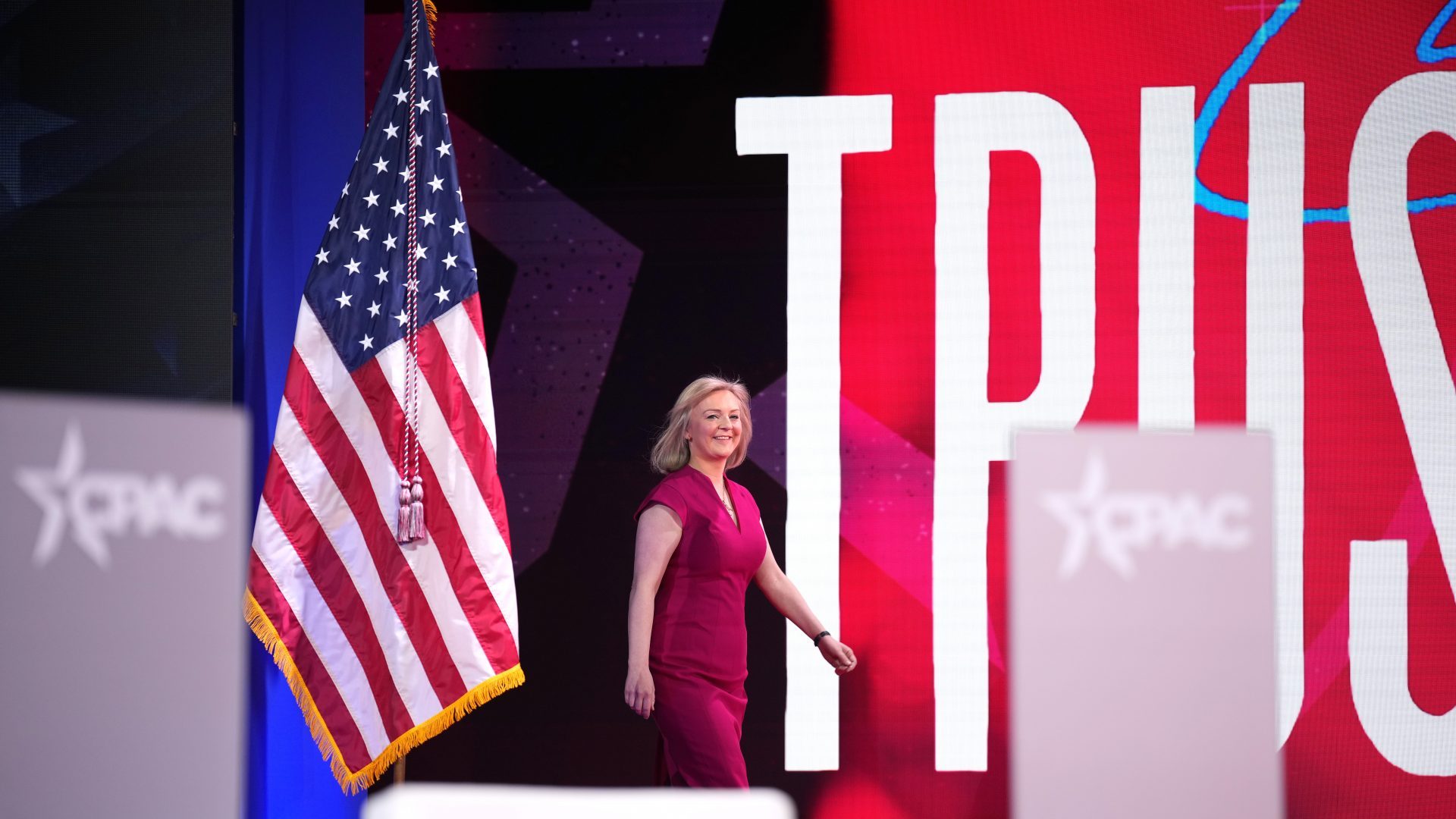 Liz Truss appearing at the Conservative Political Action Conference in the US earlier this year. Photo:  Andrew Harnik/Getty Images