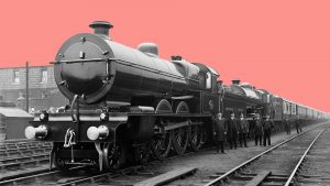 The royal train in 1913, carrying King George V and Queen Mary to Rochdale as part of their tour of the north west of England. IMAGE: SSPL/Getty