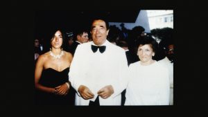 Media proprietor and fraudster, Robert Maxwell (1923 - 1991) at a party on his yacht with daughter Ghislaine and wife Elisabeth (1921 - 2013) circa 1990. Photo: Mirrorpix/Getty Images