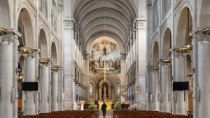 The newly restored central nave of Notre Dame. Photo: RICCARDO MILANI/Hans Lucas/AFP/GETTY