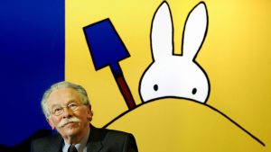 Illustrator Dick Bruna at the opening of his exhibition of Miffy creations in The Hague, 2005. IMAGE: INGE VAN MILL/AFP/Getty