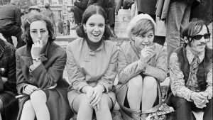 A group of young people protest against capitalism in London, 1968. IMAGE: Estate Of Keith Morris/Redferns/GETTY