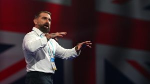 British TV personality and former soldier Ant Middleton delivers a speech on the opening day of the Reform UK 2024 annual Party Conference. Photo: OLI SCARFF/AFP via Getty Images