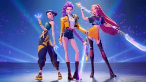 Animated K-pop girlband HUNTR/X, the stars of new Netflix hit KPop Demon Hunters, are currently at No 1 in the UK charts with Golden. Image: Netflix