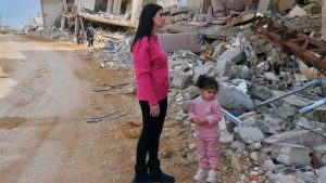 Abbas Fahdel’s Tales of the Wounded Land documents Israel’s bombard-ment of southern Lebanon by focusing his camera on his wife and daughter.
Image: Nour Ballouk