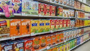 The breakfast cereal aisle in Publix supermarket, Miami Beach. Image: Jeffrey Greenberg/Getty